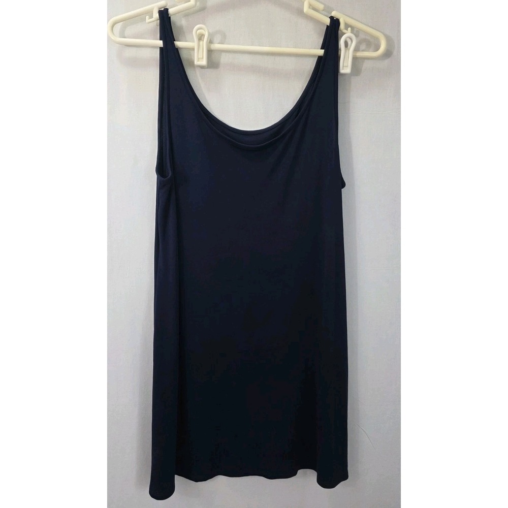 Eileen Fisher Minimalist Capsule Silk Scoop Tank Navy Blue Medium